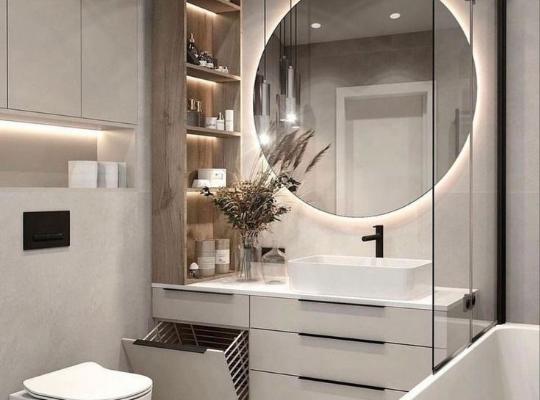 2024 Krem Modern Banyo Dolap Modeli