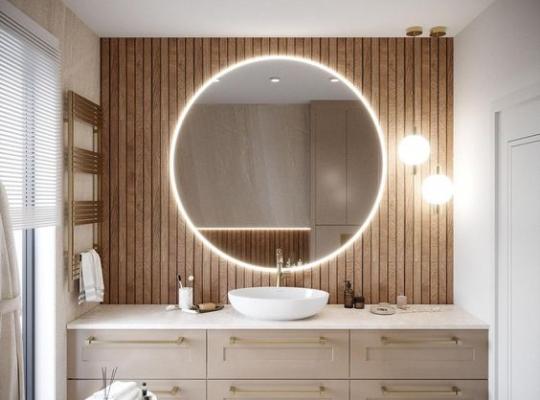 Oval Aynali Modern Banyo Dolabı