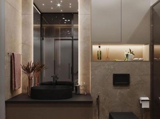 Siyah Çanak Lavabolu Modern Banyo Dolabı