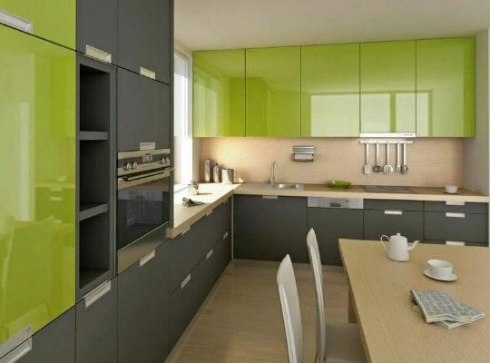 Yeşil Antrasit Gri Acrylic Mutfak Dolabı